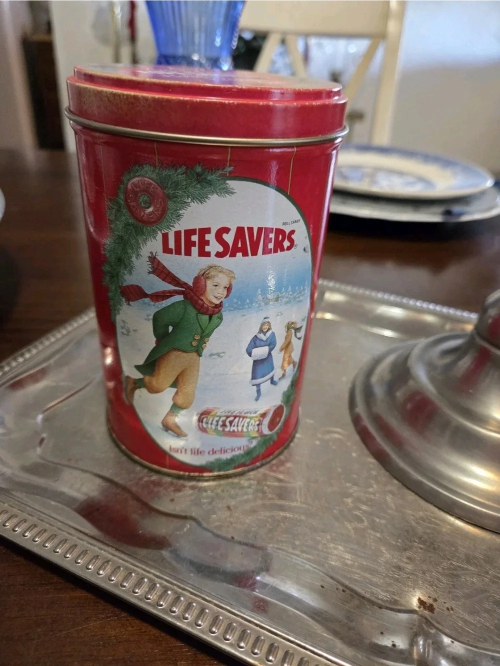 1991 Life Savers Limited Edition Christmas Holiday Keepsake Tin Vintage Red